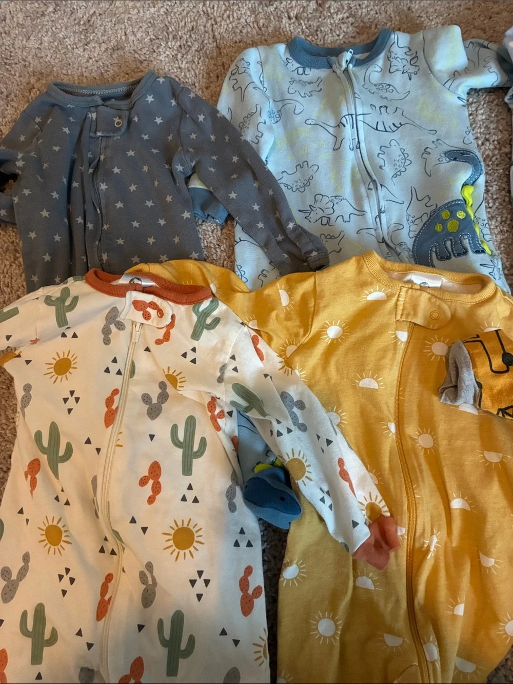 Sleeper Lot: One-Piece Footed Pajamas - Yellow and Blue Mix